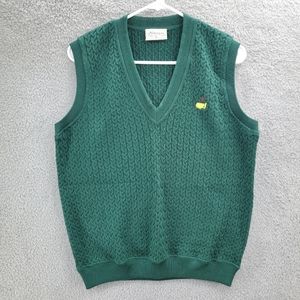 Masters Collection Sweater Vest Golf Cable Knit V-Neck Green Size Medium